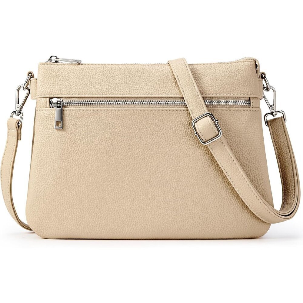 Vegan Leather Crossbody Bag Multi Pocket Zipper Shoulder Work Travel - Picture 1 of 7